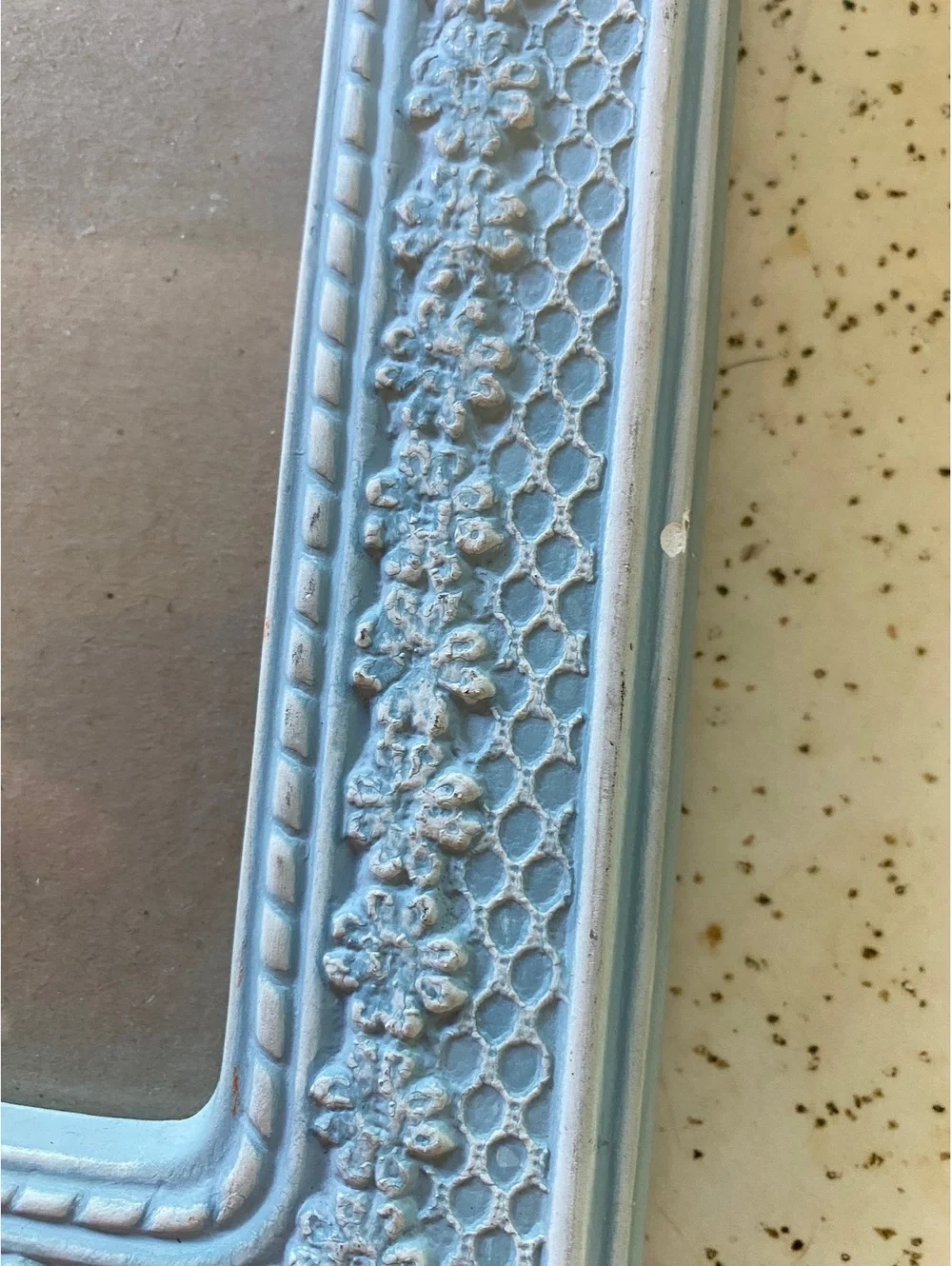 Baby blue ceramic cottagecore shabby chic 5x7 picture frame